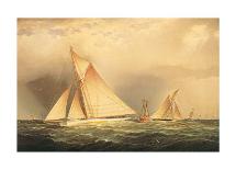 Puritan and Priscilla off Sandy Hook-James Edward Buttersworth-Framed Art Print