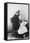 James Garfield Reading Book with Young Girl-null-Framed Stretched Canvas