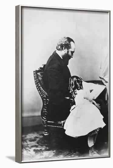 James Garfield Reading Book with Young Girl-null-Framed Photographic Print