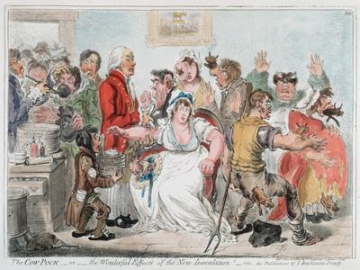 Gillray Cartoon on Vaccination Against Smallpox Using Cowpox Serum, 1802