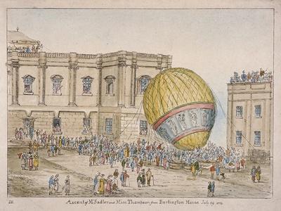 Hot Air Balloon in the Courtyard of Burlington House, Piccadilly, Westminster, London, 1814