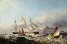 A Clipper Ship Off the Mumbles Lighthouse, Swansea-James Harris of Swansea-Stretched Canvas