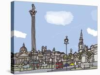 Trafalgar Square-James Hobbs-Stretched Canvas