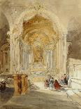 Venice: an Edicola Beneath an Archway, with Santa Maria Della Salute in the Distance, 1853-James Holland-Giclee Print