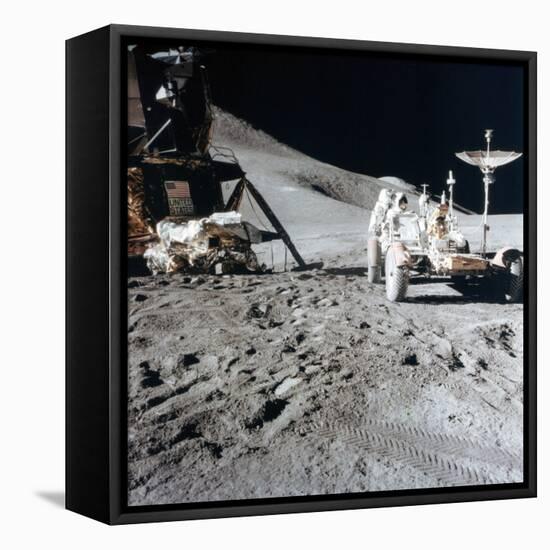 James Irwin (1930-199) with the Lunar Roving Vehicle During Apollo 15, 1971-null-Framed Stretched Canvas