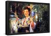 James Jacques Joseph Tissot A Young Woman holds Japanese Goods Art Print Poster-null-Framed Poster