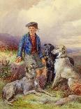 Scottish Boy with Wolfhounds in a Highland Landscape, 1870-James Jnr Hardy-Framed Giclee Print