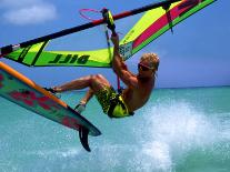Windsurfing, Aruba, Caribbean-James Kay-Framed Stretched Canvas