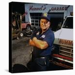 Mechanic Norman Hummel at His Garage-James Keyser-Stretched Canvas