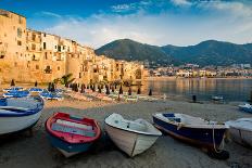 View of the Old Town. Cefalu, Sicily-James Lange-Stretched Canvas