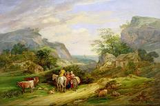 Landscape with Figures and Cattle-James Leakey-Stretched Canvas