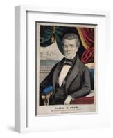 James Polk, President of the United States, Lithograph by Charles Currier, Ca. 1845-null-Framed Art Print