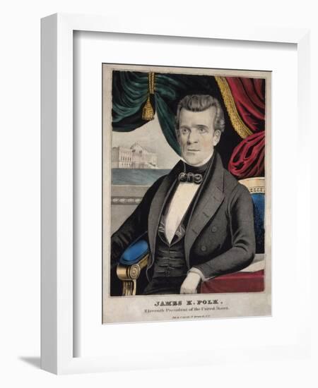 James Polk, President of the United States, Lithograph by Charles Currier, Ca. 1845-null-Framed Art Print