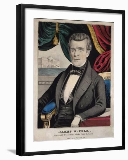 James Polk, President of the United States, Lithograph by Charles Currier, Ca. 1845-null-Framed Art Print