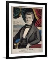 James Polk, President of the United States, Lithograph by Charles Currier, Ca. 1845-null-Framed Art Print