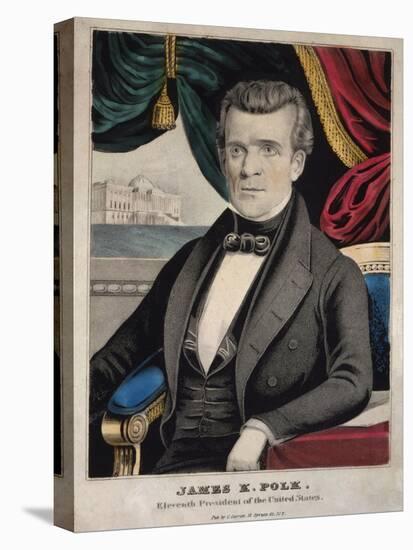 James Polk, President of the United States, Lithograph by Charles Currier, Ca. 1845-null-Stretched Canvas