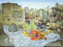 Still Life with Papaya and Cityscape, 2000-James Reeve-Giclee Print