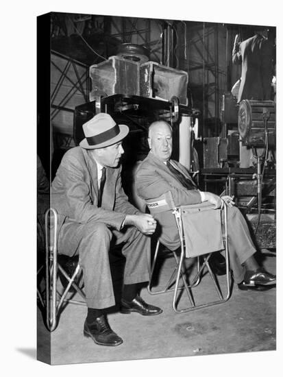 James Stewart & Alfred Hitchcock (b/w photo)-null-Stretched Canvas