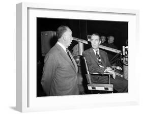 James Stewart & Alfred Hitchcock (b/w photo)-null-Framed Photo