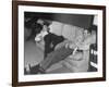 James Stewart Stretched Out on Office Sofa, Smiling, Producer Leland Hayward Slouches at Other End-John Florea-Framed Premium Photographic Print