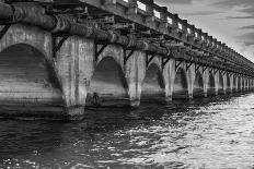 Black and White Horizontal Image of an Old Arch Bridge in Near Ramrod Key, Florida-James White-Photographic Print