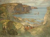 An East Coast Fishing Village, Possibly St. Abbs, with Trawlers Anchored Offshore-James Whitelaw Hamilton-Framed Giclee Print