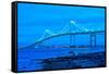 Jamestown Bridge Crossing over Bay at Newport Rhode Island-digidreamgrafix-Framed Stretched Canvas