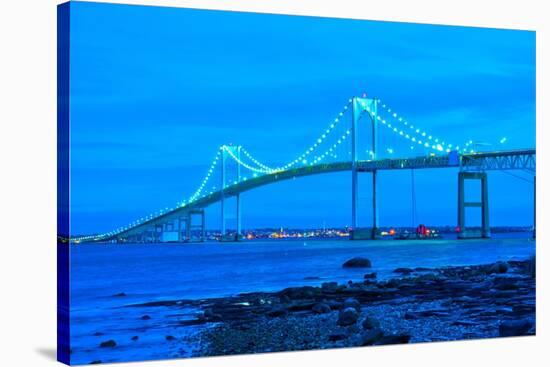 Jamestown Bridge Crossing over Bay at Newport Rhode Island-digidreamgrafix-Stretched Canvas