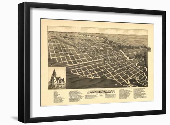 Jamestown, North Dakota - Panoramic Map-Lantern Press-Framed Art Print