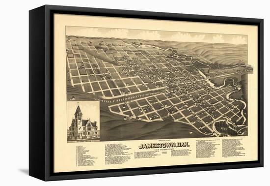 Jamestown, North Dakota - Panoramic Map-Lantern Press-Framed Stretched Canvas