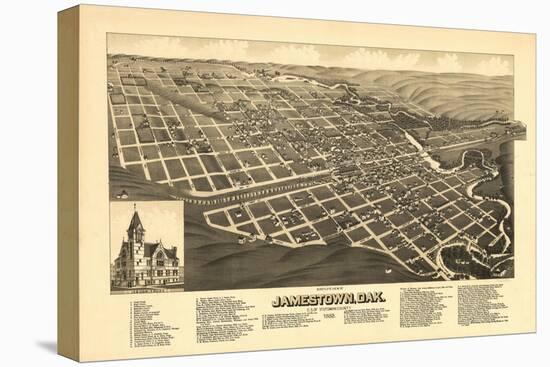 Jamestown, North Dakota - Panoramic Map-Lantern Press-Stretched Canvas