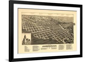 Jamestown, North Dakota - Panoramic Map-Lantern Press-Framed Premium Giclee Print