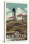 Jamestown, Rhode Island - Beavertail Lighthouse-Lantern Press-Stretched Canvas