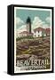 Jamestown, Rhode Island - Beavertail Lighthouse-Lantern Press-Framed Stretched Canvas