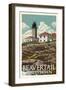 Jamestown, Rhode Island - Beavertail Lighthouse-Lantern Press-Framed Art Print