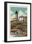 Jamestown, Rhode Island - Beavertail Lighthouse-Lantern Press-Framed Art Print