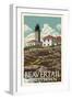 Jamestown, Rhode Island - Beavertail Lighthouse-Lantern Press-Framed Art Print