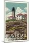 Jamestown, Rhode Island - Beavertail Lighthouse-Lantern Press-Mounted Art Print