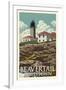 Jamestown, Rhode Island - Beavertail Lighthouse-Lantern Press-Framed Art Print