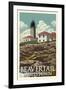 Jamestown, Rhode Island - Beavertail Lighthouse-Lantern Press-Framed Art Print