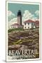 Jamestown, Rhode Island - Beavertail Lighthouse-Lantern Press-Mounted Art Print