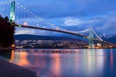 Lions Gate Bridge in Vancouver at Night-JamesWheeler-Photographic Print