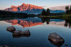 Mountain Reflection in Lake Minnewanka-JamesWheeler-Mounted Photographic Print