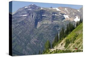 Jammer Bus on the Going-To-The-Sun Road in Glacier, Montana, USA-David R. Frazier-Stretched Canvas