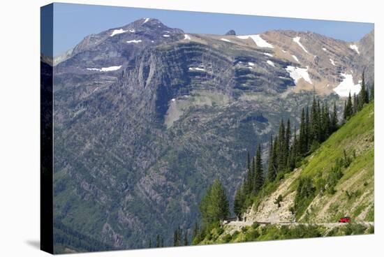 Jammer Bus on the Going-To-The-Sun Road in Glacier, Montana, USA-David R. Frazier-Stretched Canvas