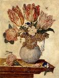 Tulips, Forget-Me-Nots, Peonies and Other Flowers in a Vase on a Ledge-Jan Baptist van Fornenburgh-Mounted Giclee Print