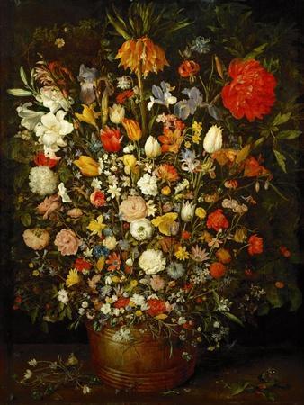 Big Flower Bouquet in a wooden vessel, 1606/07