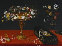 A Garland of Flowers in a Tazza, Jewels and Coins in a Japanese Black and Gold Lacquer Fumibako,…-Jan Brueghel the Younger-Giclee Print