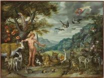 Paradise Scene with Adam and Eve-Jan Brueghel the Younger-Giclee Print