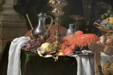 A Basket of Mixed Fruit with Gilt Cup, Silver Chalice, Nautilus, Glass and Peaches on a Plate-Jan Davidsz de Heem-Framed Giclee Print